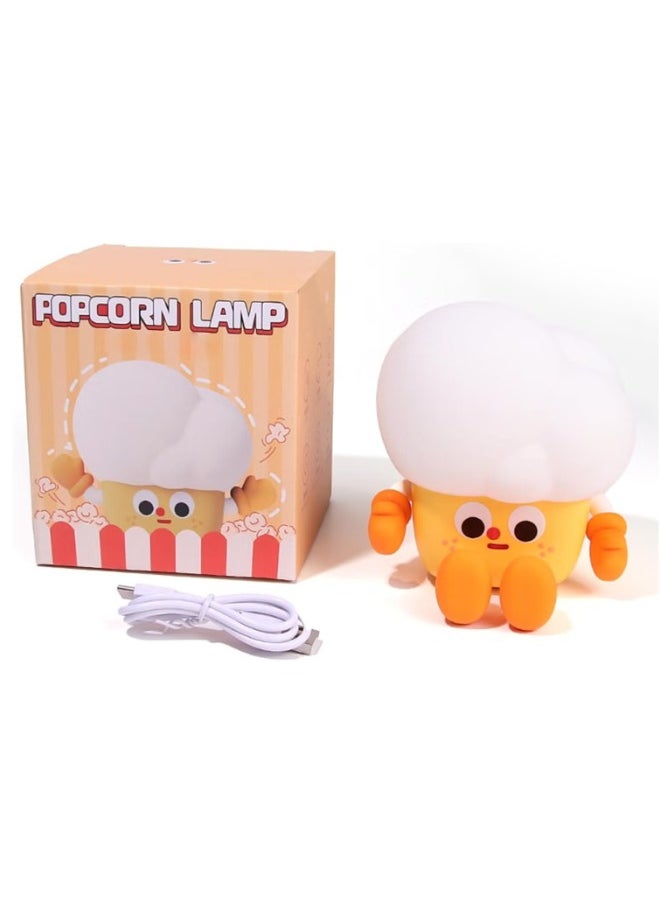 PopCorn Night Light Cute Light Up Silicone Dimmable Nursery Nightlight Rechargeable Bedside Touch Lamp