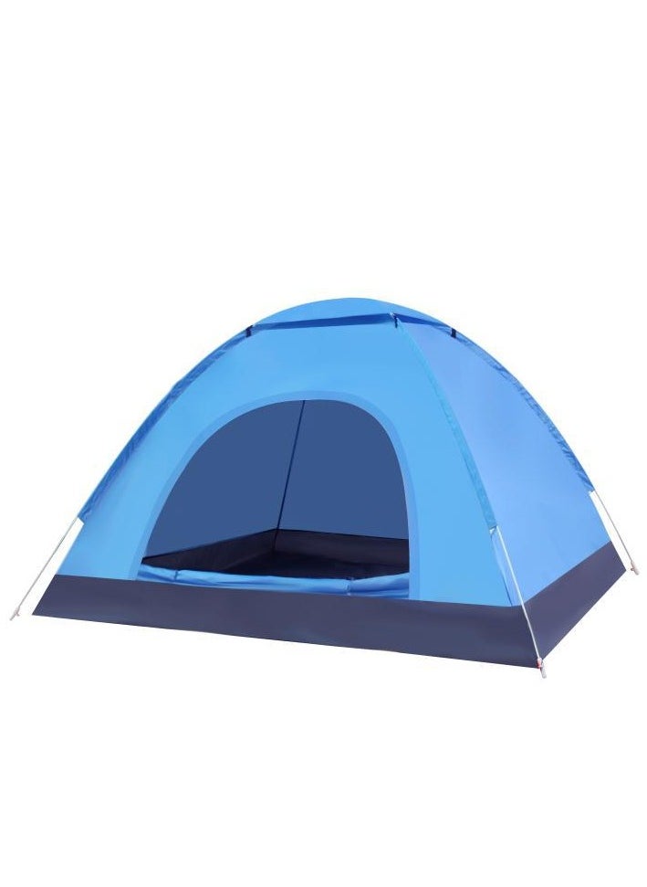 Portable Blue Double Door Camping Tent for 4 People - Sky Blue