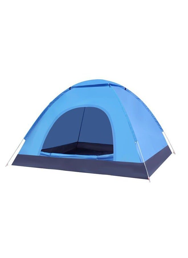 Portable Blue Double Door Camping Tent for 4 People - Sky Blue