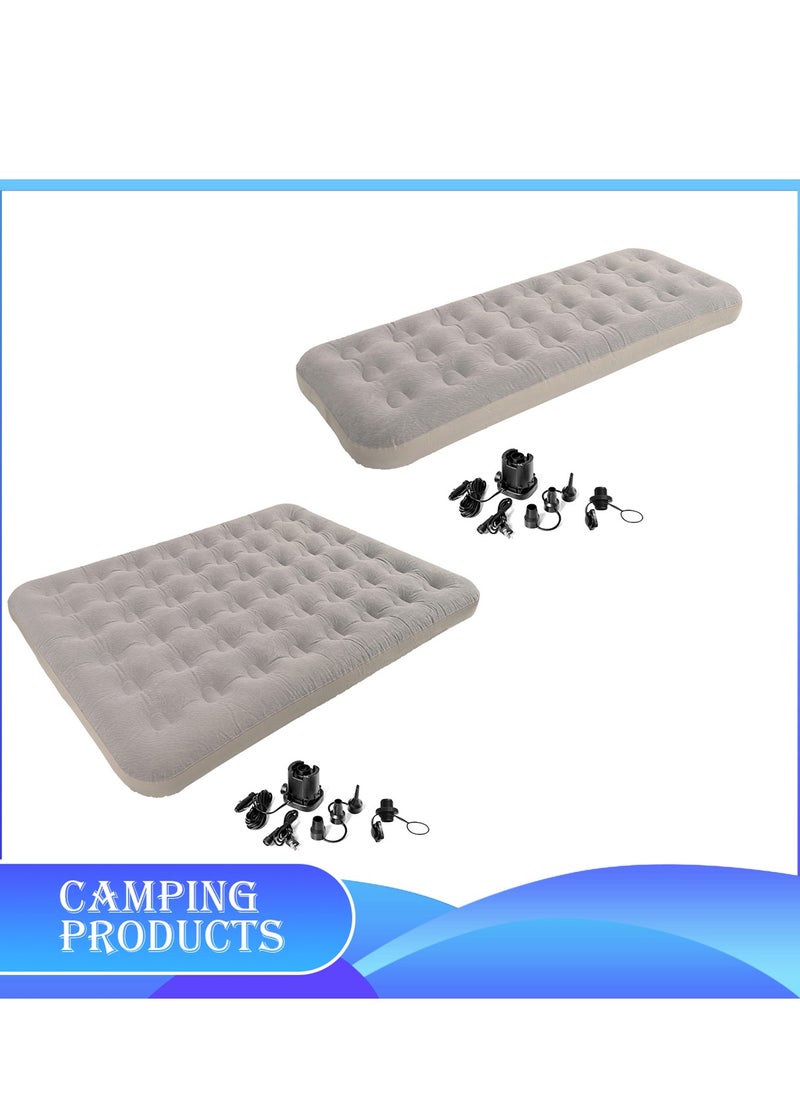 Inflatable Mattress with Pump Portable Outdoor Air Mattress Foldable Single Thickened Flocking Mattress for Outdoor and Home