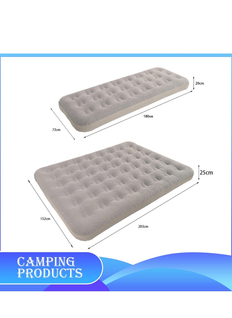 Inflatable Mattress with Pump Portable Outdoor Air Mattress Foldable Single Thickened Flocking Mattress for Outdoor and Home