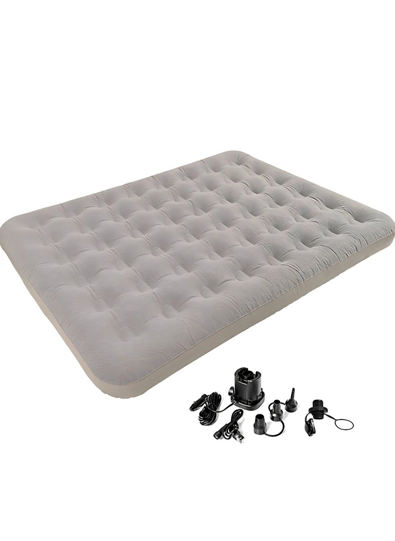 Inflatable Mattress with Pump Portable Outdoor Air Mattress Foldable Single Thickened Flocking Mattress for Outdoor and Home