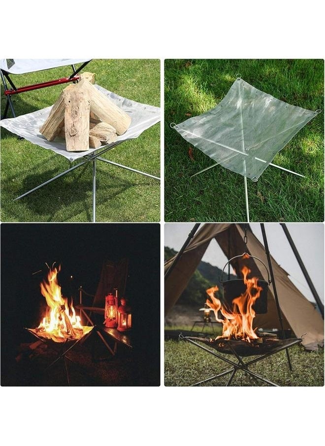 Folding Campfire Rack 25x10x10cm-Portable Outdoor Fire Pit, Collapsing Steel Mesh Fireplace - Perfect for Camping, Backyard and Garden - Carrying Bag Included