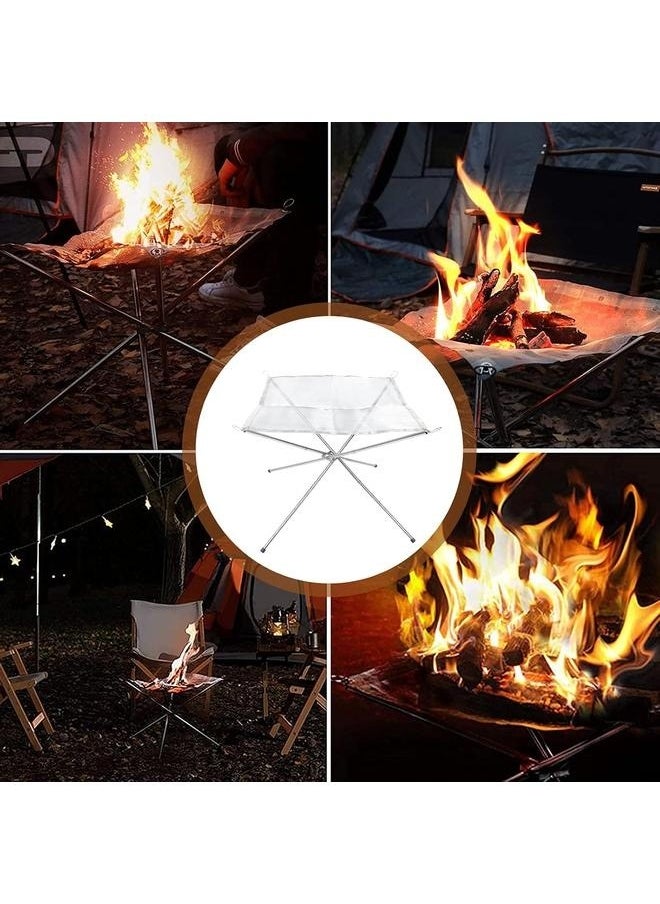 Folding Campfire Rack 25x10x10cm-Portable Outdoor Fire Pit, Collapsing Steel Mesh Fireplace - Perfect for Camping, Backyard and Garden - Carrying Bag Included