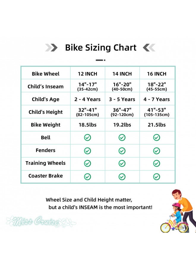JOYSTAR 12 Inch Kids Bike with Training Wheels for Ages 2-4 Years Old Girls Bike Toddler Bike Beach Cruiser Kids Bicycle Green