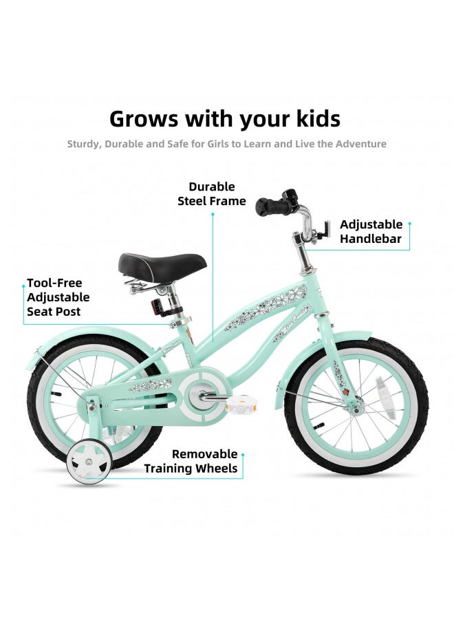 JOYSTAR 12 Inch Kids Bike with Training Wheels for Ages 2-4 Years Old Girls Bike Toddler Bike Beach Cruiser Kids Bicycle Green