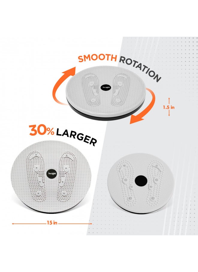 Yes4All 15-Inch XXL Twister Board, Abdominal Exercise Machine with 8 Magnets & Beads, Waist Twisting Disc for Any Foot Size, Ab Workout, Body Shaping and Slimming