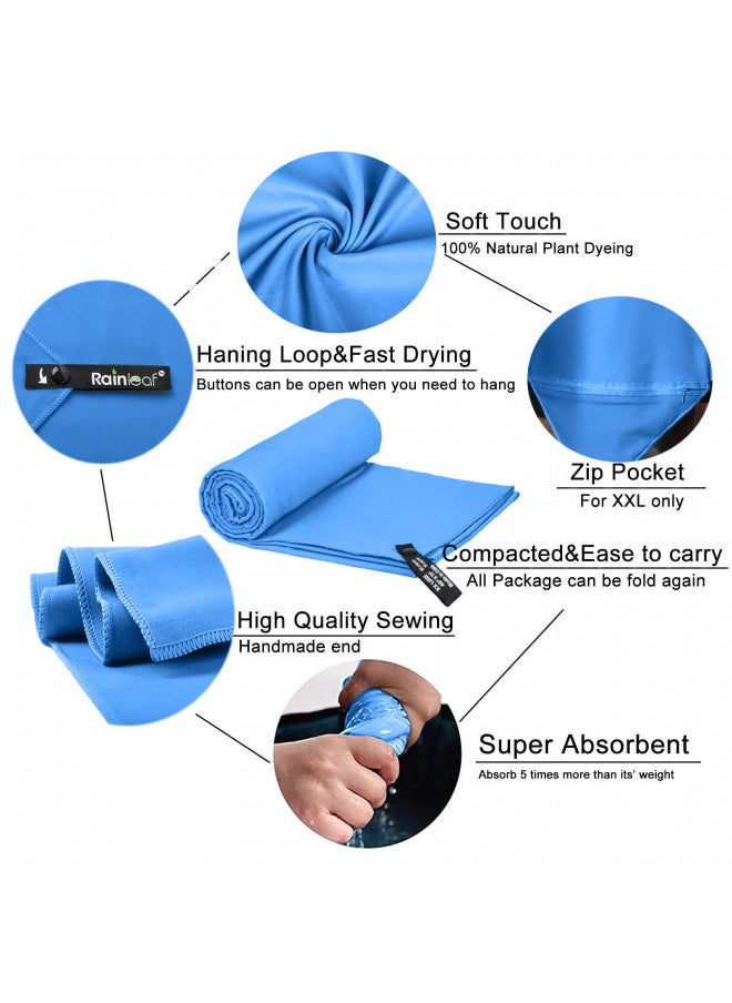 Rainleaf Microfiber Towel,Blue,24 X 48 Inches