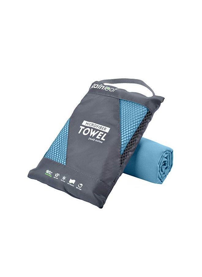 Rainleaf Microfiber Towel,Marine Blue,30 X 60 Inches