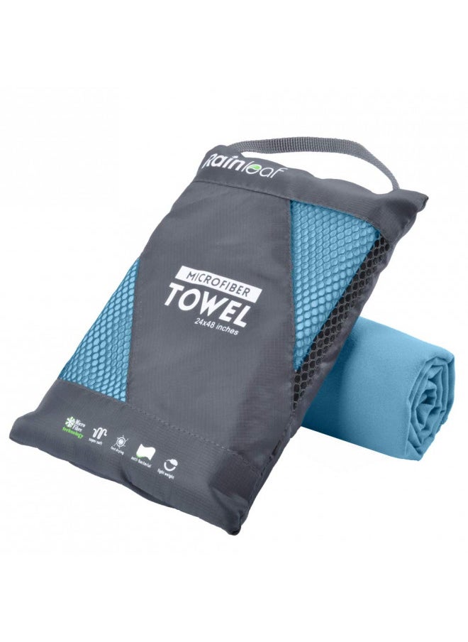 Rainleaf Microfiber Towel,Marine Blue,30 X 60 Inches