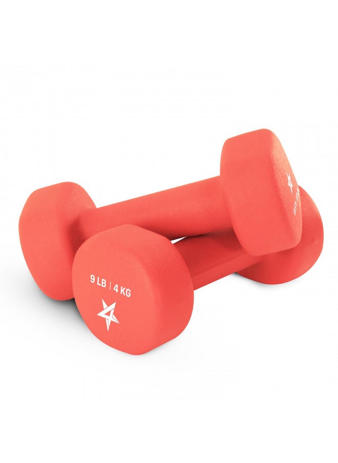 Yes4All 9 lbs Dumbbells Neoprene with Non Slip Grip Great for Total Body Workout Total Weight: 18 lbs (Set of 2)