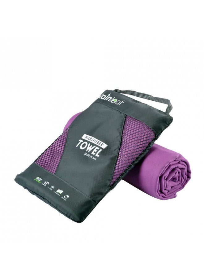 Rainleaf Microfiber Towel,Purple,12 X 24 Inches