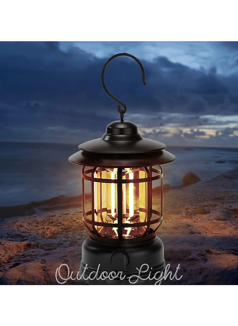 Outdoor Vintage Retro Lantern Hanging Lighting Bulbs, Portable Dimmable Retro Table Candle Lamps