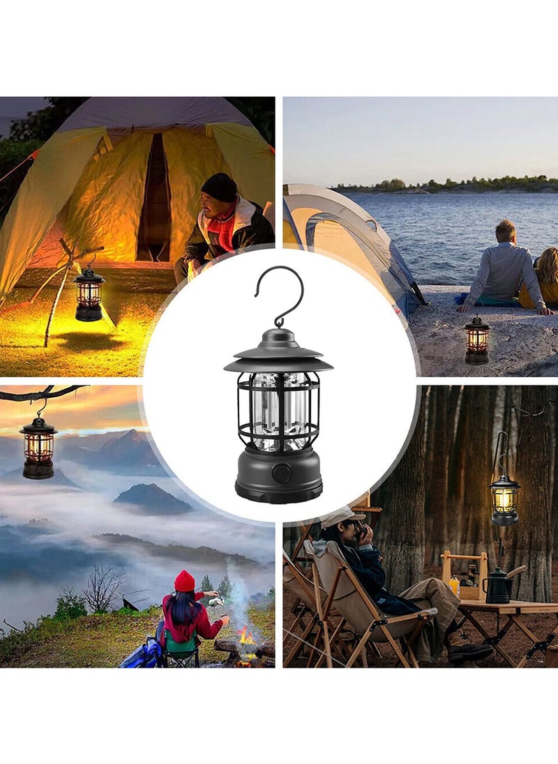 Outdoor Vintage Retro Lantern Hanging Lighting Bulbs, Portable Dimmable Retro Table Candle Lamps