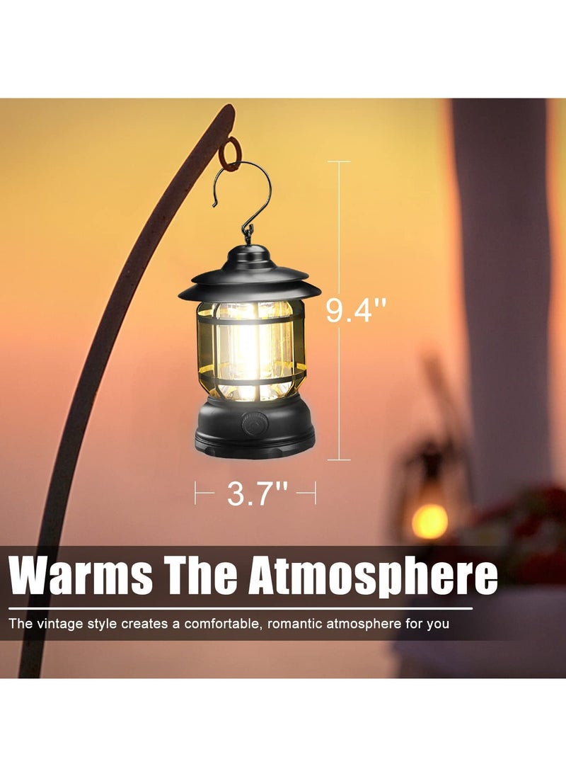 Outdoor Vintage Retro Lantern Hanging Lighting Bulbs, Portable Dimmable Retro Table Candle Lamps