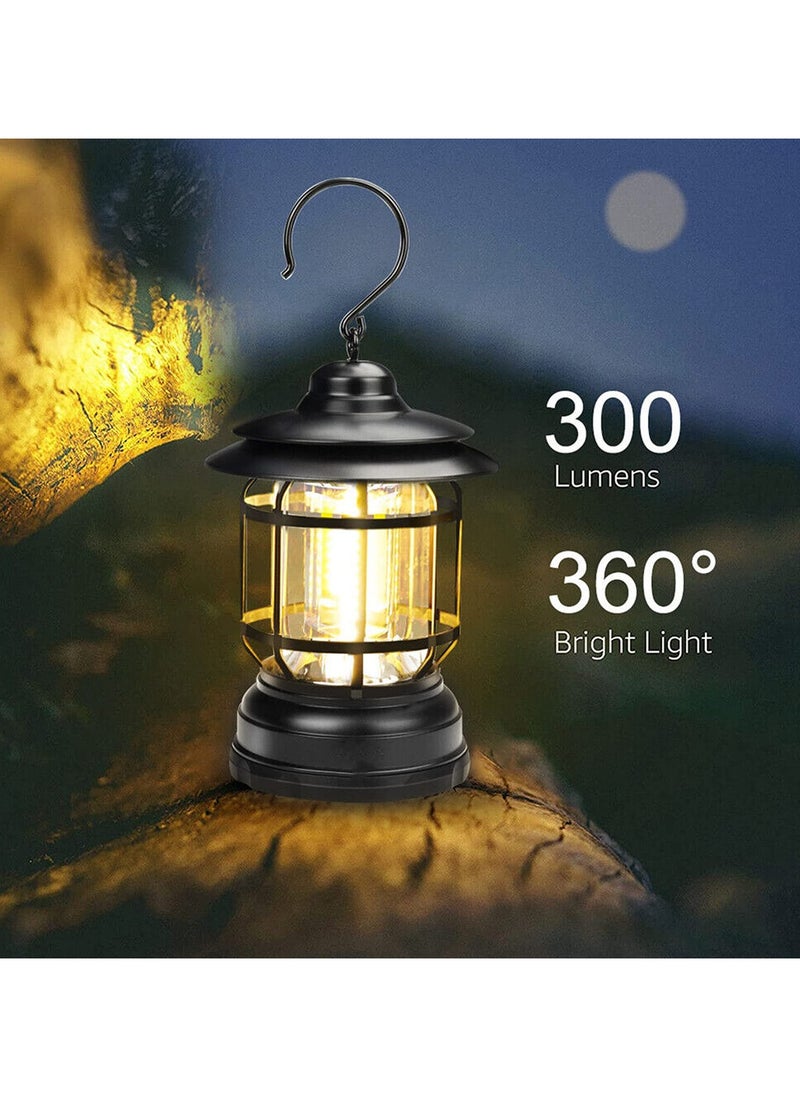 Outdoor Vintage Retro Lantern Hanging Lighting Bulbs, Portable Dimmable Retro Table Candle Lamps