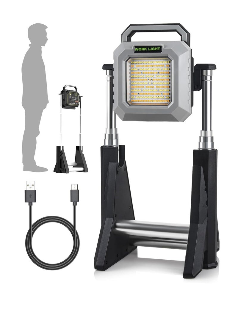LED Work Light 6000LM Cordless Work Lights 15000mAh Rechargeable Work Light Telescopic With Stand Outdoor Flood Light 2700/6500K 128 White Light SMD 128 Yellow Light SMD 20 Red Light SMD Camping Light Cob Light