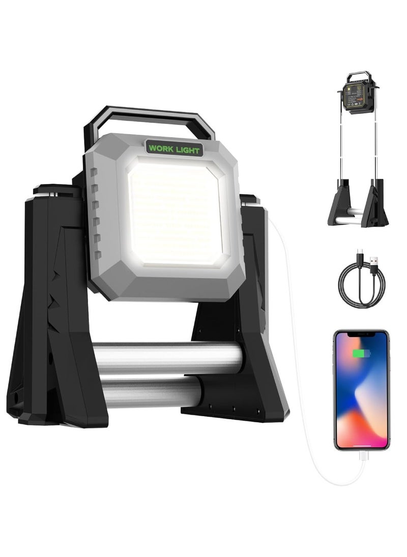 LED Work Light 6000LM Cordless Work Lights 15000mAh Rechargeable Work Light Telescopic With Stand Outdoor Flood Light 2700/6500K 128 White Light SMD 128 Yellow Light SMD 20 Red Light SMD Camping Light Cob Light