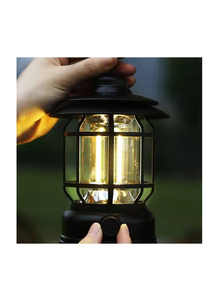 Camping Lantern, LED Lantern, Outdoor Battery Camping Lamp, Dimmable, Rechargeable, Type C, IPX4 Lantern, Battery Operated for Outdoor, Hiking, Fishing, Small Family Garden