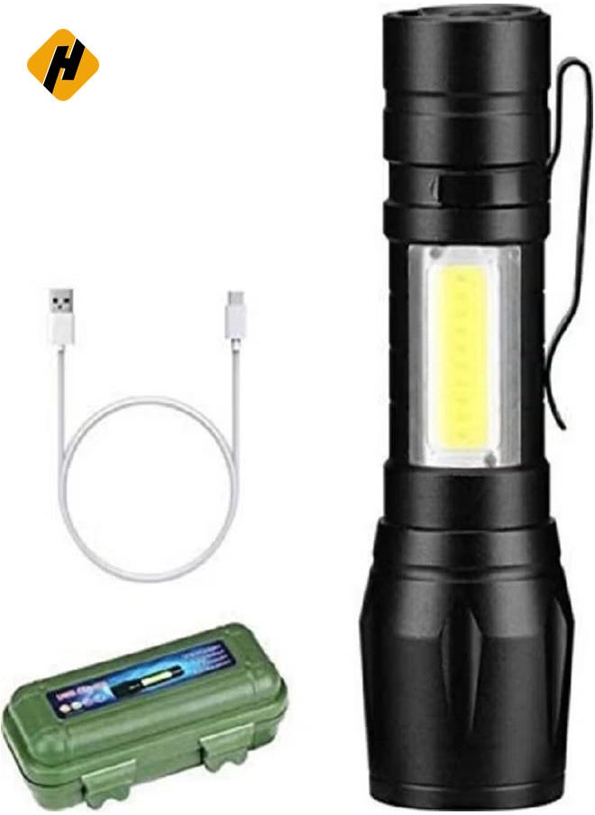 Multi-Functional USB Rechargeable COB LED Flashlight Torch 0.05kg