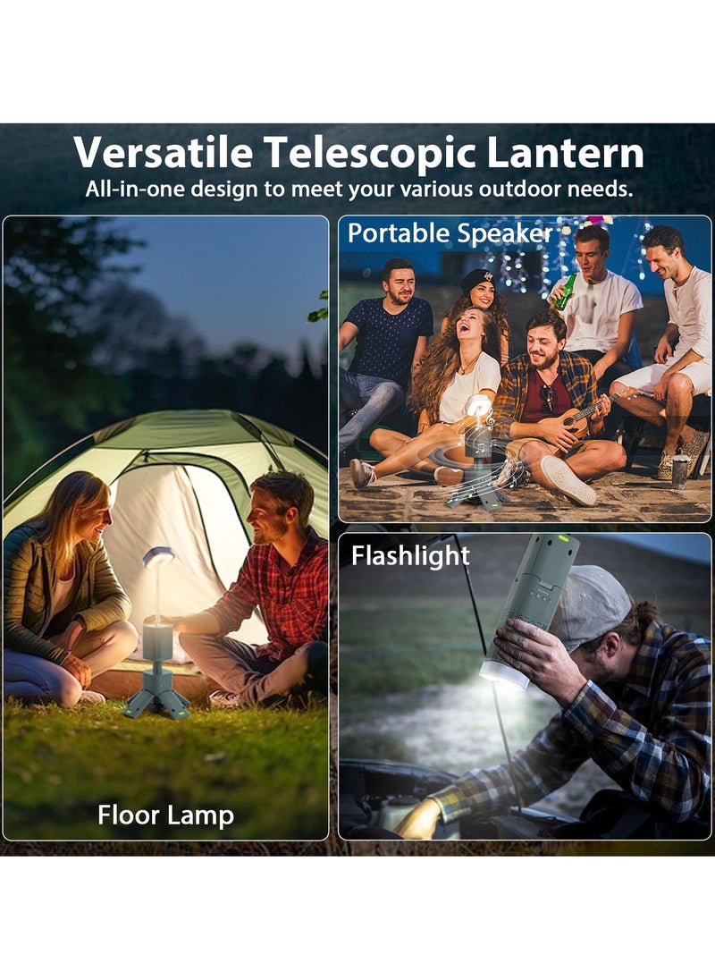 Telescopic Camping Lights Rechargeable 14000mAh Built-in Speaker, Yoobao LED Collapsible Camping Lantern Portable with RGB/SOS Light and Magnetic Base IPX7 Waterproof for Hiking Camp Tent Emergency