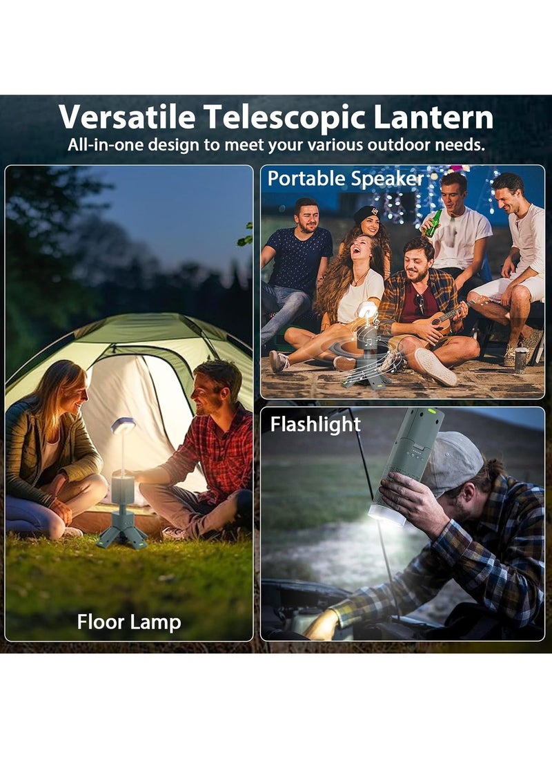 Camping Lantern Rechargeable 14000mAh Battery Operated, Outdoor Telescopic Camping Tent Lights, 5 Light Modes, Magnetic Base, LED Flashlight Camping Essentials for Camping, Hiking, Emergency