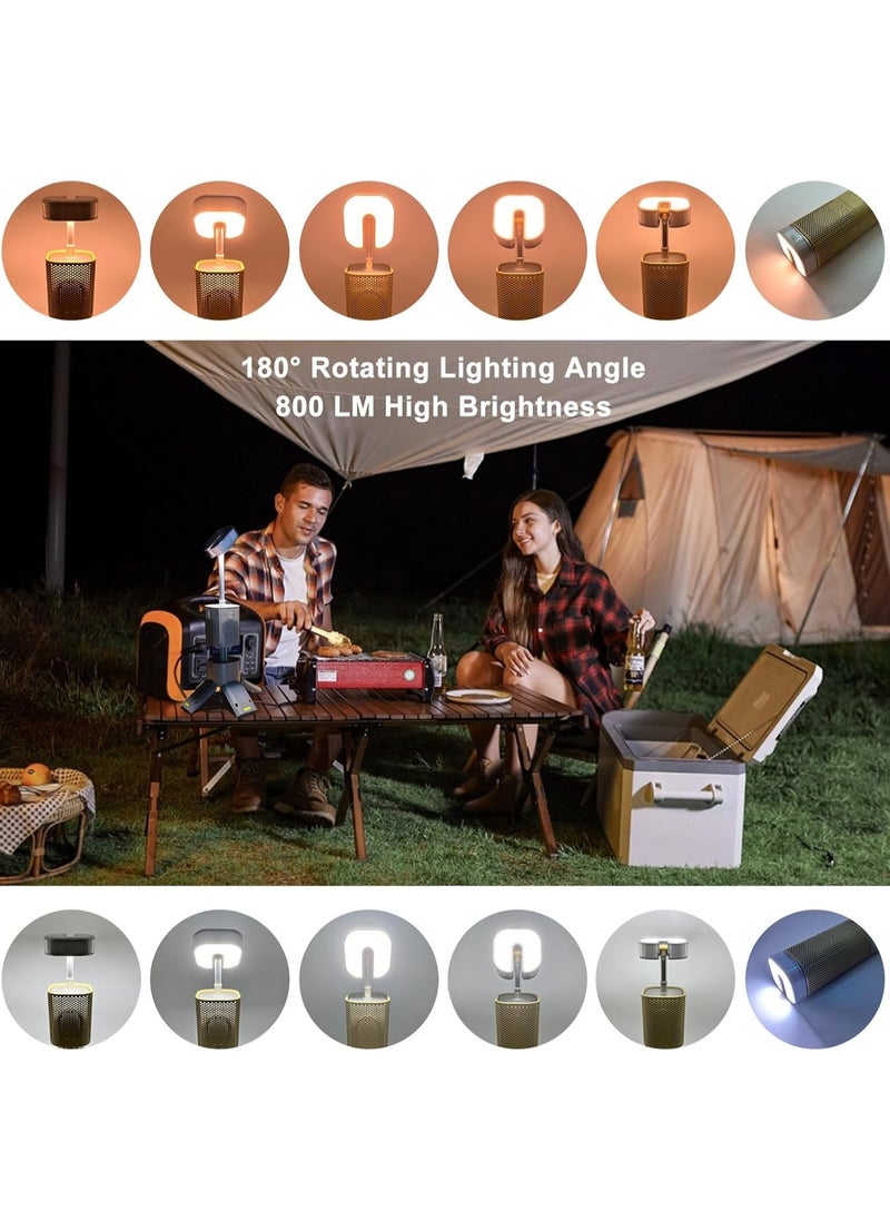 Camping Lantern, 14000mAh Rechargeable Telescopic Camping Lights Built-in Magnetic Stand with Speaker, Portable Waterproof Outdoor LED Flashlight for Emergency, Hiking, Camping, Fishing - Grey