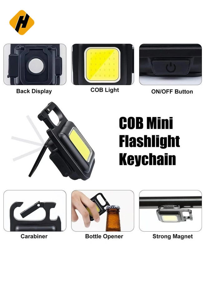 Mini Flashlight, 800Lumens COB Bright Rechargeable Keychain Flashlights, Black, LEDLIG01-B