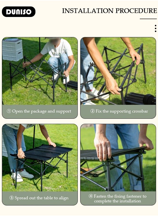 5PCS Folding Table and Chairs Set, Portable Picnic Long Table with 4 Seats ,Camping Table with Easy Carrying Bag, Lightweight Folding Egg Roll Table and Chair Set for Outdoor Camping Picnic BBQ, Party and Dining