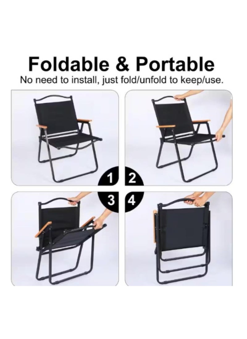 ECVV® Outdoor Folding Chair with Armrest Camping Fishing Seat Portable Beach Camping Picnic Beach Outdoor Portable Camping Chair | Black