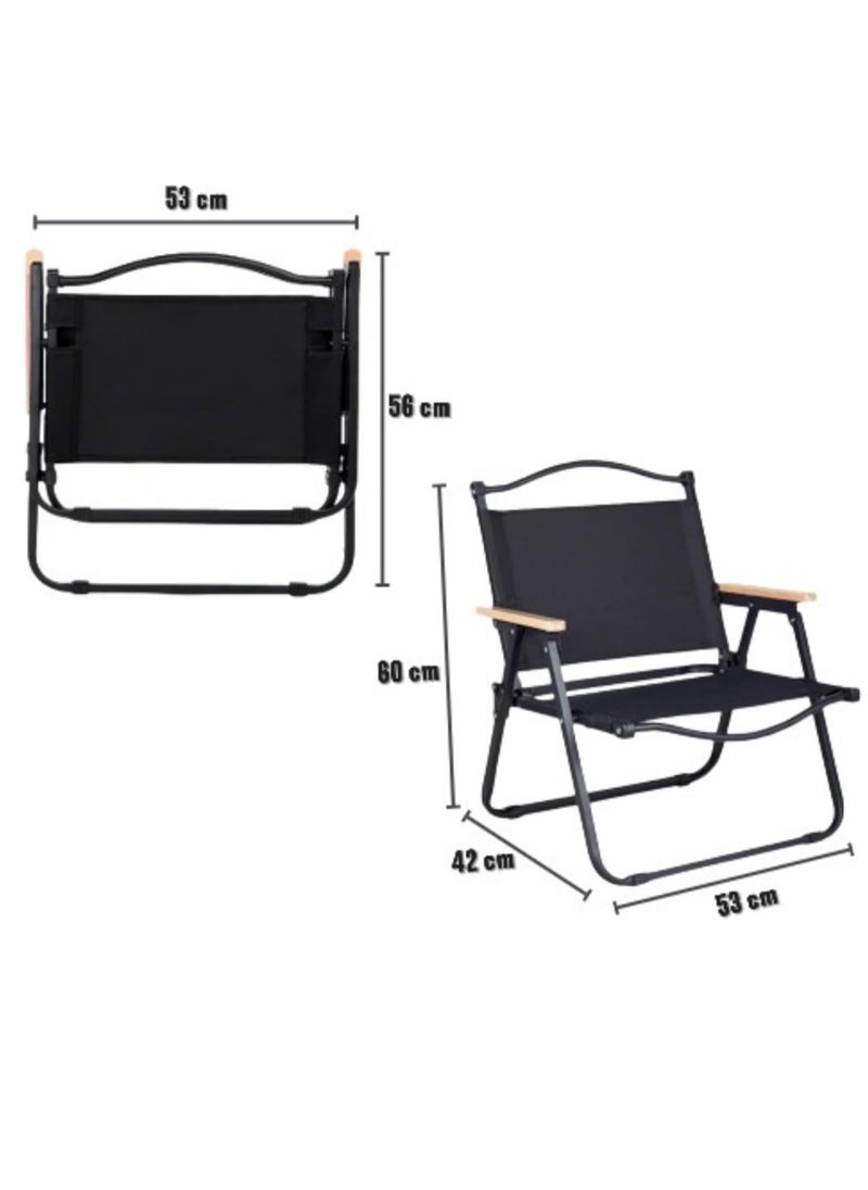 ECVV® Outdoor Folding Chair with Armrest Camping Fishing Seat Portable Beach Camping Picnic Beach Outdoor Portable Camping Chair | Black