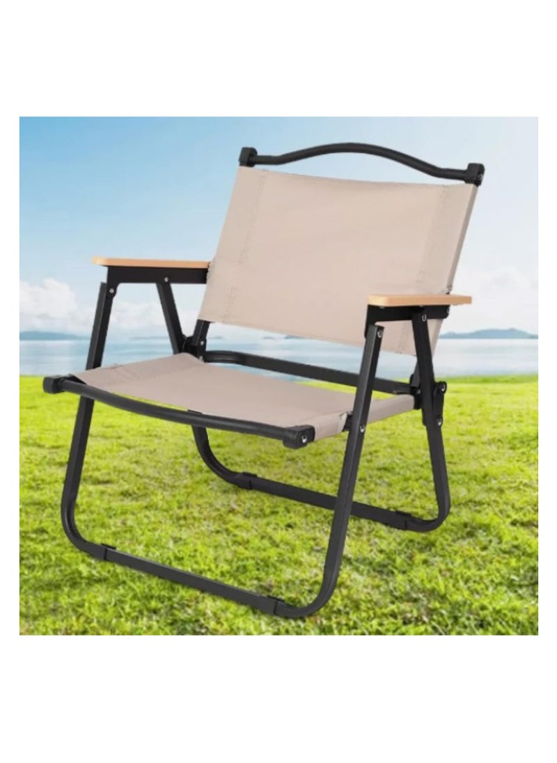 ECVV® Outdoor Folding Chair with Armrest Camping Fishing Seat Portable Beach Camping Picnic Beach Outdoor Portable Camping Chair | Beige