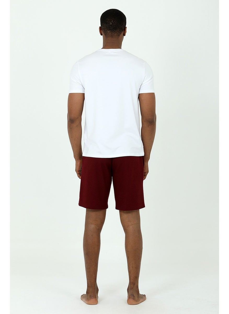 Ds Groom Waffle Shorts T-Shirt Suit Claret Red