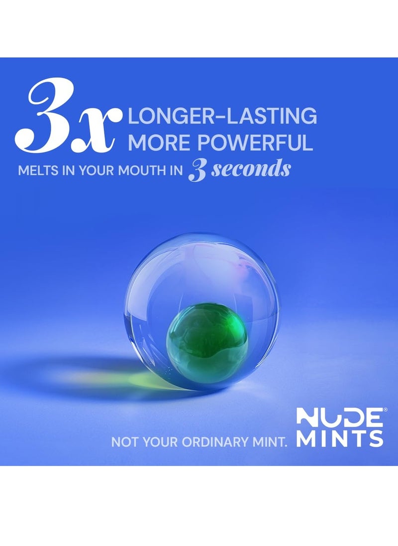 NUDE MINTS | Dual Action Liquid Capsules | Mouth Watering Mint - Lasts 3X Longer - 3X Stronger - Extreme Bad Breath Treatment For Adults - Sugar Free, 0 Calorie - Variety - 5 Pack - 150 Capsules