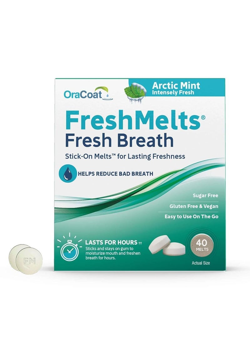 Oracoat FreshMelts Fresh Breath Stick-on Melts for Lasting Freshness, 40 Count Breath Freshener for Bad Breath, Non-Acidic & Sugar-Free, Arctic Mint