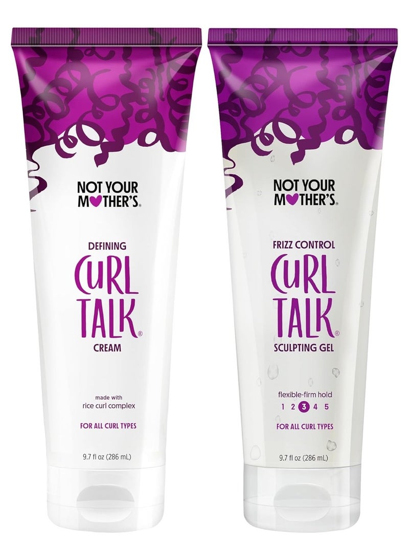 Not Your Mother's Curl Talk Frizz Control Sculpting Gel and Defining Cream (2-Pack) - Formulated with Rice Curl Complex - For All Curly Hair Types (9.7oz, 2-Pack)