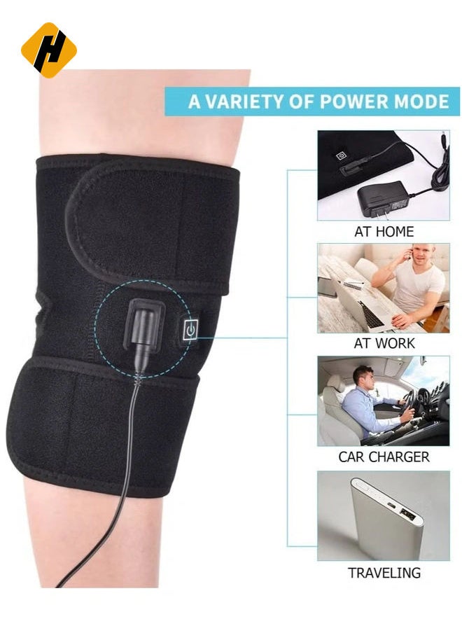 2PCS Heating Knee Pads Knee Brace Support Pads Thermal Heat Therapy Wrap Hot Compress Knee Massager for Cramps Arthritis Pain Relief