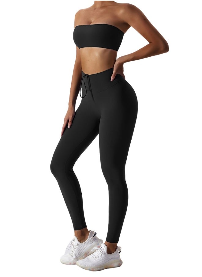 Womens Strapless Sports Bra - Padded Low Impact Workout Yoga Bra with Removable Built in Bra