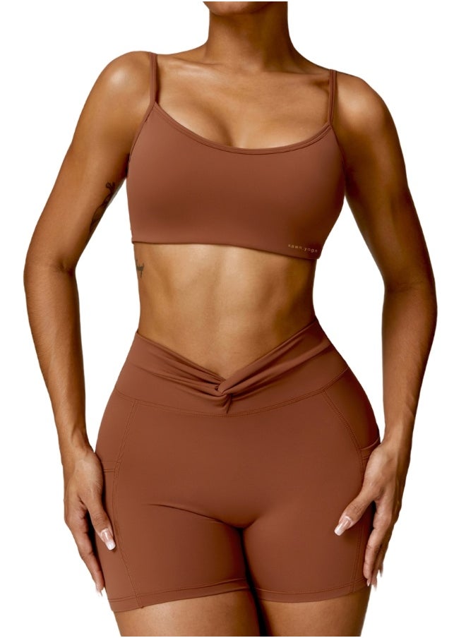 Womens X Back Sports Bra - Padded Low Impact Workout Yoga Bra with Removable Built in Bra