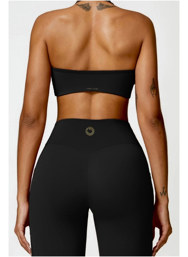 Womens Open Back Sports Bra - Padded Low Impact Workout Yoga Bra with Removable Built in Bra