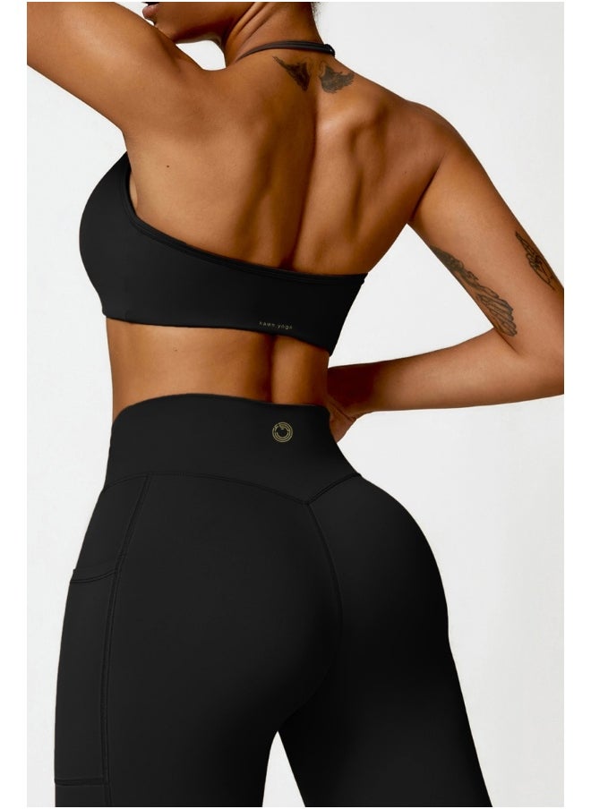 Womens Open Back Sports Bra - Padded Low Impact Workout Yoga Bra with Removable Built in Bra