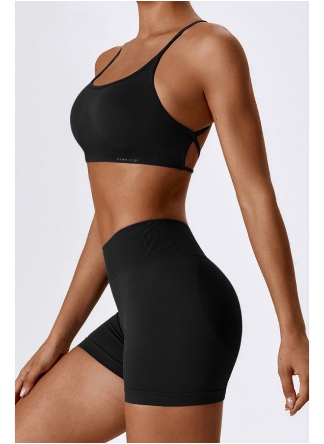 Womens Striped Back Sports Bra - Padded Low Impact Workout Yoga Bra with Removable Built in Bra