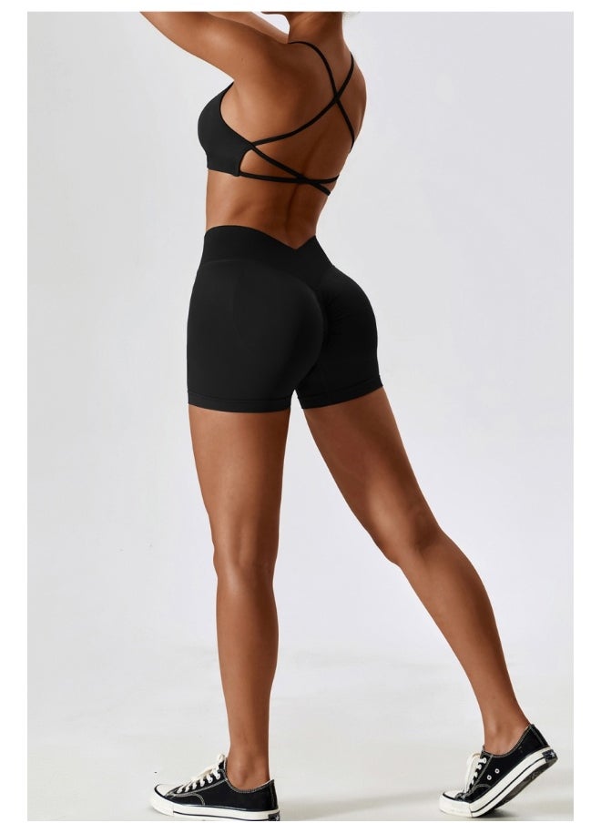 Womens Striped Back Sports Bra - Padded Low Impact Workout Yoga Bra with Removable Built in Bra