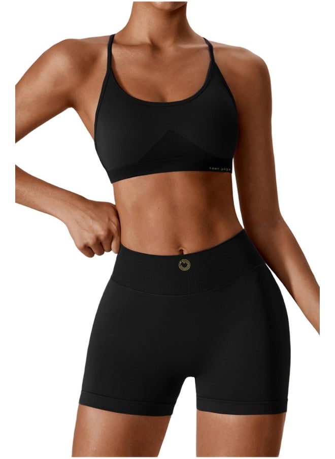 Womens Striped Back Sports Bra - Padded Low Impact Workout Yoga Bra with Removable Built in Bra
