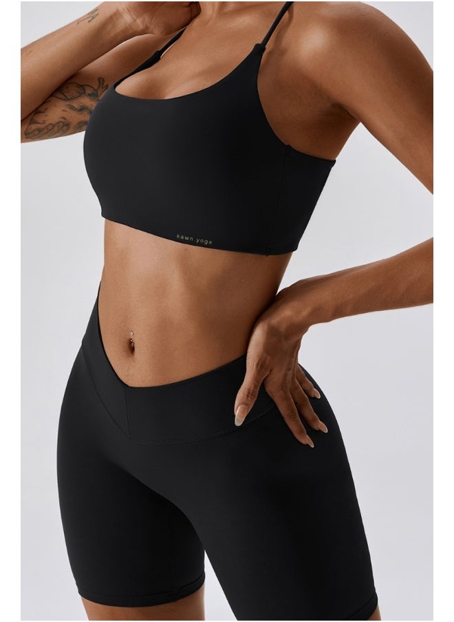 Womens Striped Back Sports Bra - Padded Low Impact Workout Yoga Bra with Removable Built in Bra