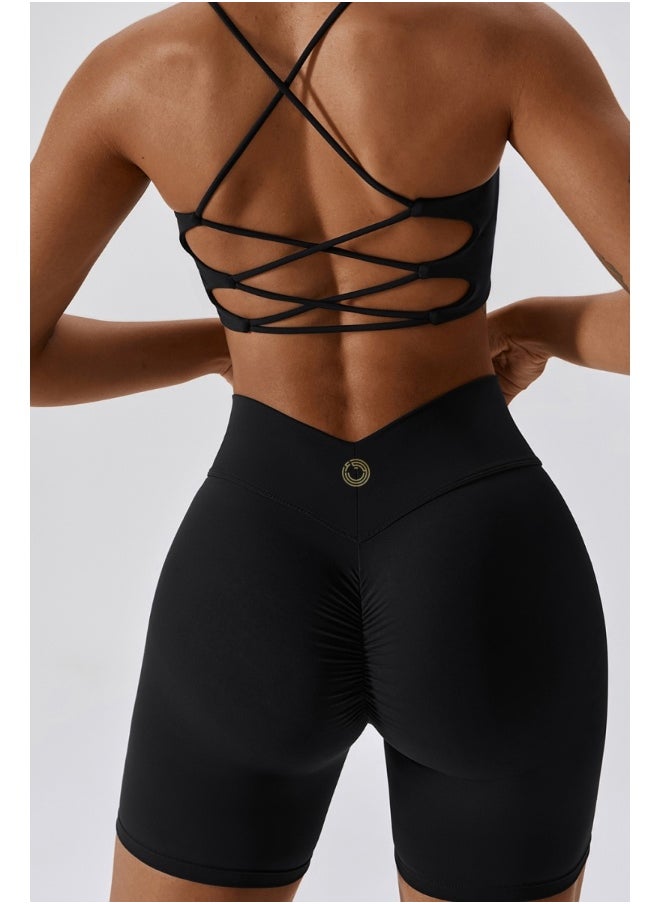Womens Striped Back Sports Bra - Padded Low Impact Workout Yoga Bra with Removable Built in Bra