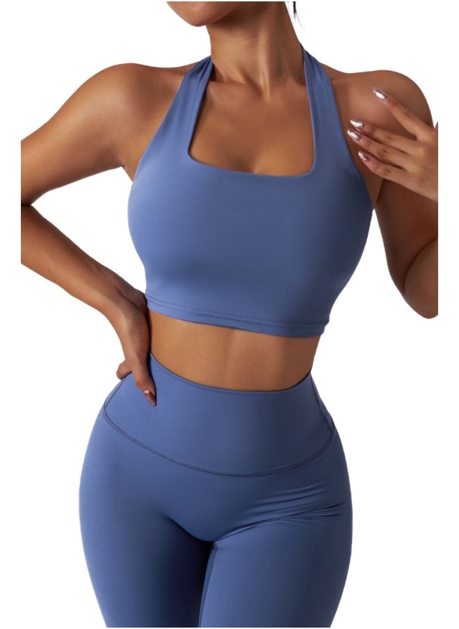 Womens Open Back Sports Bra - Padded Low Impact Workout Yoga Bra with Removable Built in Bra