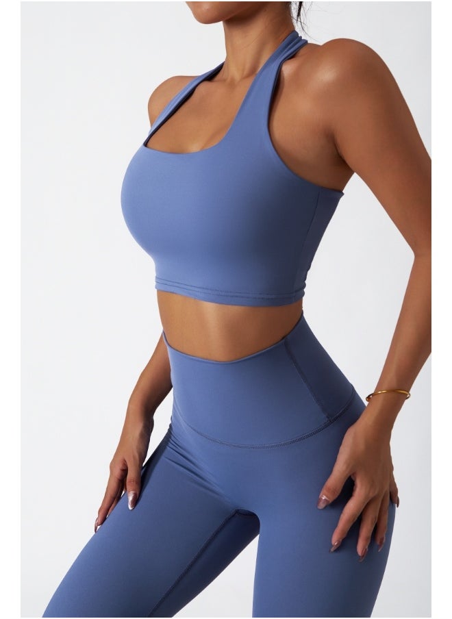 Womens Open Back Sports Bra - Padded Low Impact Workout Yoga Bra with Removable Built in Bra