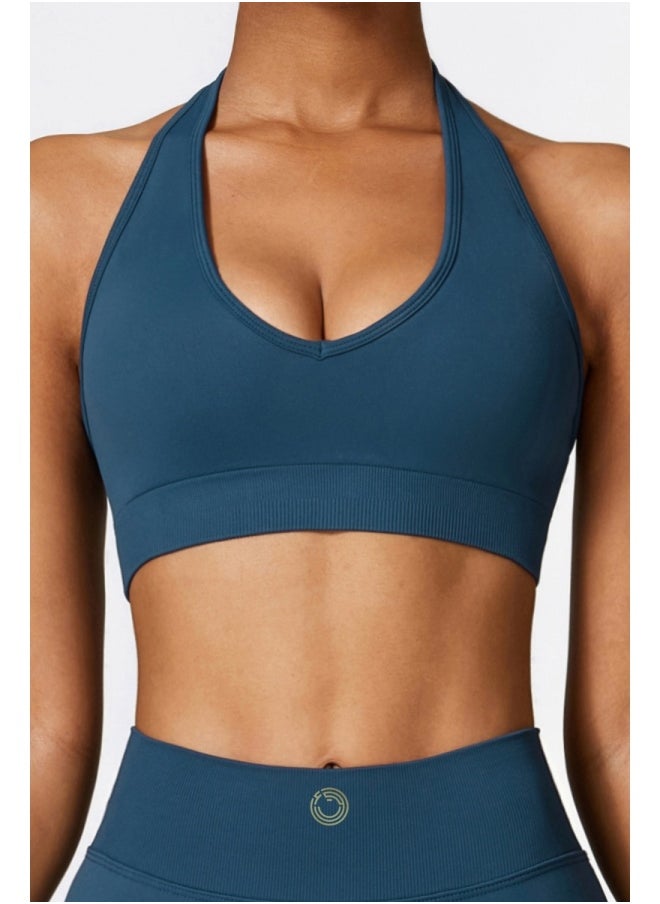 Womens Open Back Sports Bra - Padded Low Impact Workout Yoga Bra with Removable Built in Bra