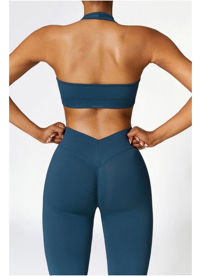 Womens Open Back Sports Bra - Padded Low Impact Workout Yoga Bra with Removable Built in Bra